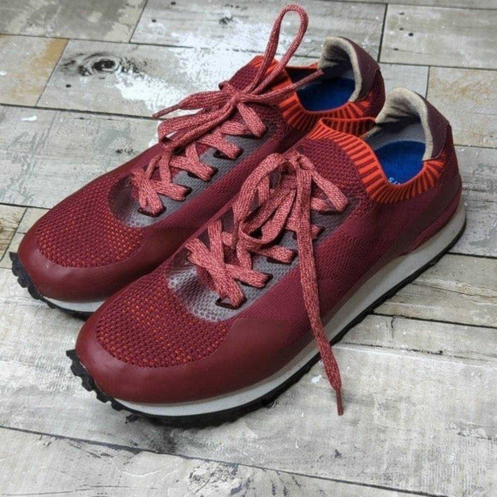 The greats Flyknit maroon orange lace up sneakers